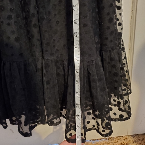 BATSHEVA black flocked tulle short sleeve dress, size 2 - Picture 12 of 13